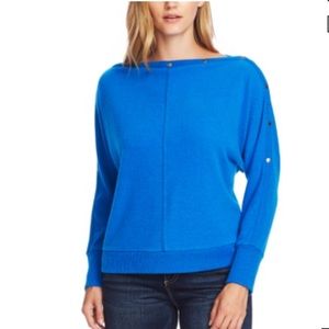 Snap Trim Dolman Sleeve Sweater In Peacock